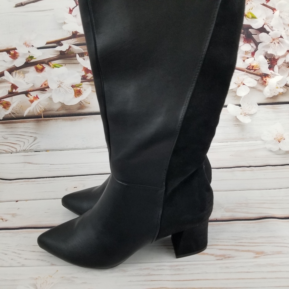 Tahari black leather/suede boots